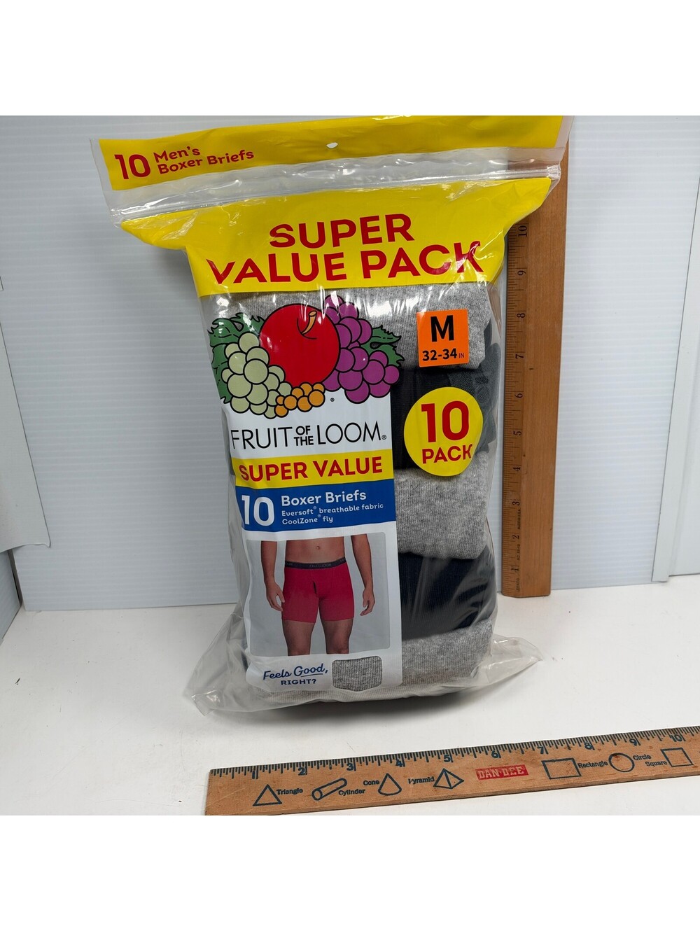 Fruit of the Loom Mens Boxer Briefs 10 Pack Medium 32-34 CoolZone Fly NWT